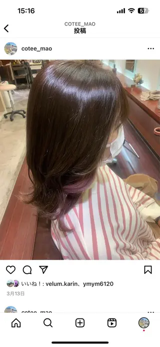 カラー mao"お洒落ヘア" 大人可愛いピンクヘアのヘアスタイル