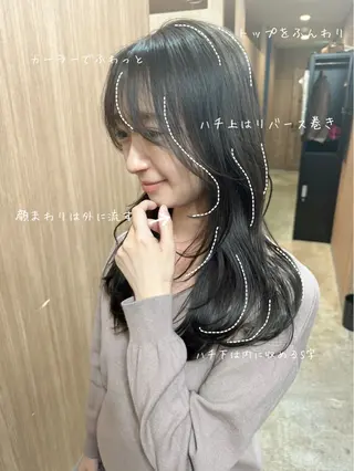 ロング SOAR所属・【髪質改善・コテ巻き パーマ】　長浜千紘のヘアスタイル