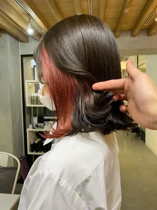 ショート カラー ヘアアレンジ 切りっぱなしボブ/ デザインカラー店長のヘアスタイル