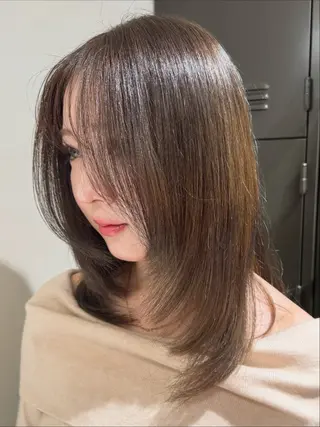 ミディアム rioカット縮毛 矯正♡韓国レイヤーのヘアスタイル