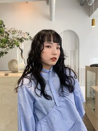 ロング パーマ 似合わせカット ケアパーマ喜来雅由のヘアスタイル