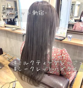 セミロング 淡色ふんわりhair 新宿satomiのヘアスタイル