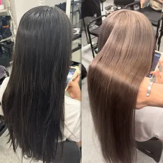 ロング カラー 透けるやわらか艶髪♡ ナチュラルストレートのヘアスタイル