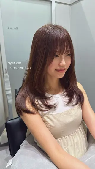 ロング カラー レイヤー/髪質改善カ ラ-🤍津田奈々美‎のヘアスタイル