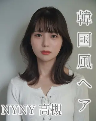 ミディアム カラー 顔周りレイヤーカット 透明感カラー達冨のヘアスタイル