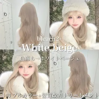 ロング カラー ヘアアレンジ ハイトーン艶カラー 🤍ゆうひのヘアスタイル