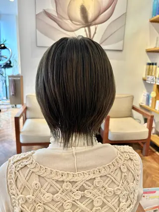ミディアム カラー 秋山知穂🌸縮毛矯正 ショートお任せ🌸のヘアスタイル