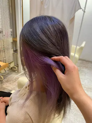 ミディアム カラー ブリーチなしWカラー /酸性ストレート河本のヘアスタイル