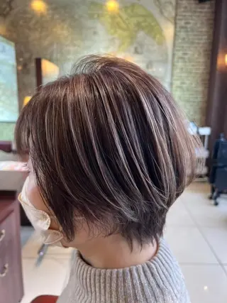 ショート カラー 骨格補正似合わせ カット阿部建のヘアスタイル