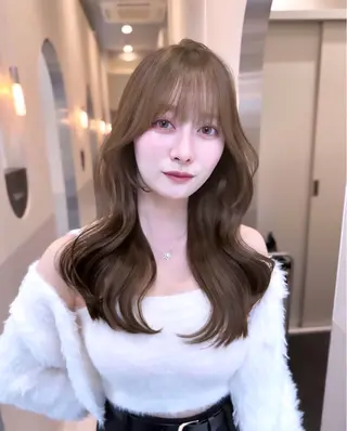 セミロング IVE所属・ブリーチなし🤍 渋谷／原島杏奈のヘアスタイル