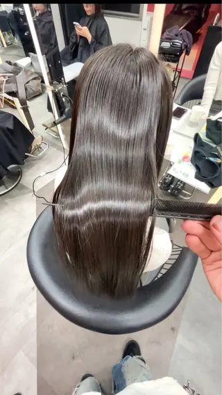 ロング カラー 山崎/ボブ縮毛矯正 レイヤー髪質改善のヘアスタイル