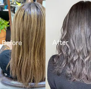 セミロング カラー ヘアアレンジ HAIRSALONLOOP所属・川上 麻梨阿のヘアスタイル