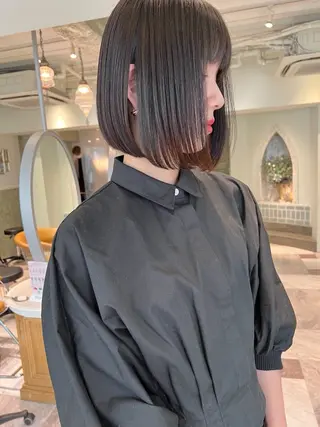 ミディアム ボブ/顔周りカット /縮毛矯正/鈴木隆太のヘアスタイル