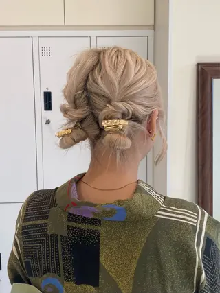 ロング ヘアアレンジ 暖色カラー /ヘアアレンジ/花鈴のヘアスタイル