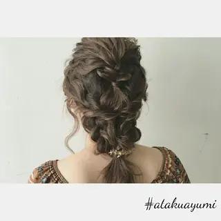 セミロング ヘアアレンジ カラー ⭐️ アユミ⭐️のヘアスタイル