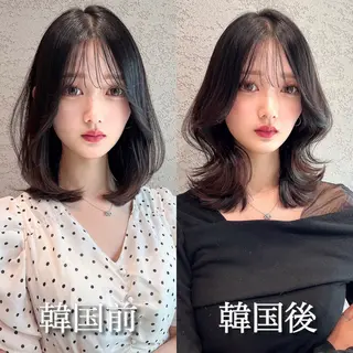 ミディアム カラー レイヤーカット/ 顔周り 五島巨幹のヘアスタイル