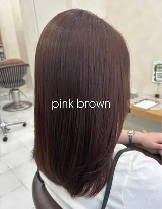 ミディアム カラー 暖色カラー/ブリーチ なしカラー/艶カラーのヘアスタイル