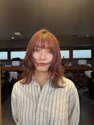 ミディアム カラー 🫧髪質改善/Wカラ ー 暖色 🌸桜🌸のヘアスタイル