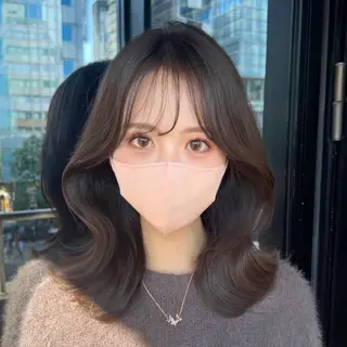 ミディアム カラー 韓国ヘア♡ 顔まわりカットayaのヘアスタイル
