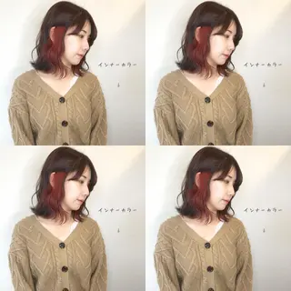 セミロング カラー しゅうさん🍝 麻田秀太郎のヘアスタイル