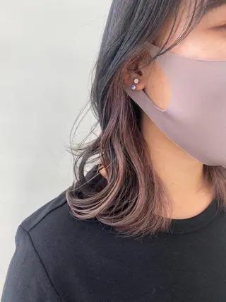 ミディアム カラー 韓国ヘア顔周りカット 艶髪ベージュtamaのヘアスタイル