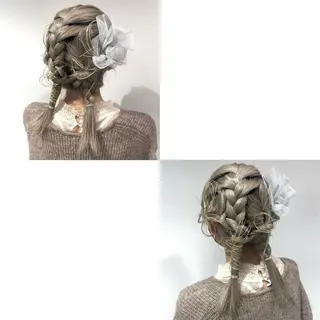 ミディアム ヘアアレンジ 青沼夏未/オリーブ/ 寒色カラーのヘアスタイル