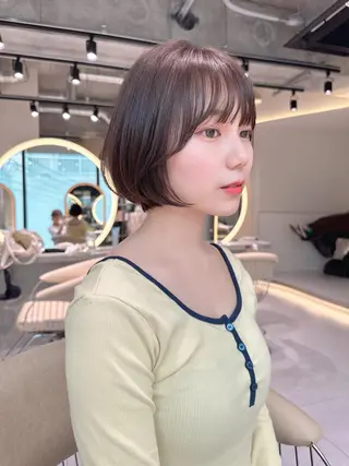ミディアム カラー かえ🩶韓国ボブ🎀 透明感カラー🥣のヘアスタイル