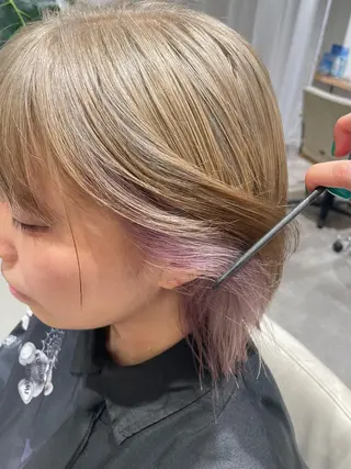 ショート カラー ハイトーン🦄ネイル 💞のぶちのネイルデザイン