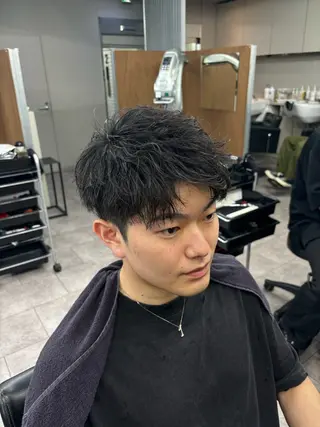 ショート パーマ メンズ メンズパーマ/ メンズカット/仙田旭のヘアスタイル