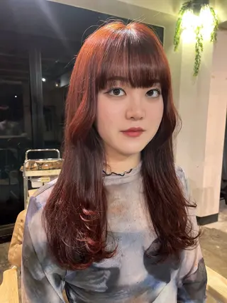 ロング カラー YUNA🍒 暖色カラーのヘアスタイル