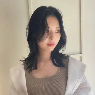 ミディアム カラー パーマ ナガミネアリサ/ 学芸大学/海外ヘアのヘアスタイル