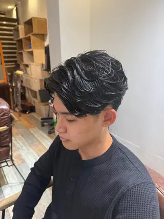 パーマ メンズ 漢眉毛/メンズパーマ /メッシュ/ヒロヤのヘアスタイル