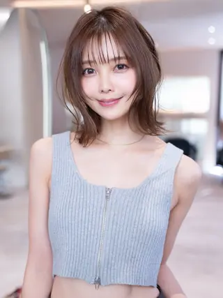 ミディアム カラー 渋谷/レイヤーボブ・ 韓国ボブ特化/楓のヘアスタイル