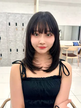 セミロング レイヤー/韓国/ 顔周り/しんやのヘアスタイル