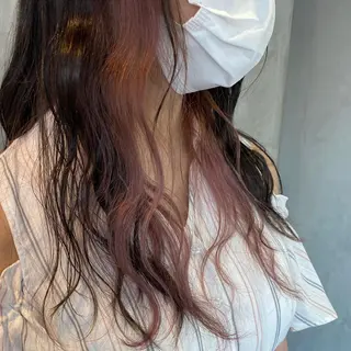 ロング カラー ヘアアレンジ 切りっぱなしボブ/ デザインカラー店長のヘアスタイル