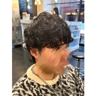 ショート パーマ メンズ Mplus  二子玉川所属・◎鹿嶋◎暖色ｶﾗｰ /ﾒﾝｽﾞﾊﾟｰﾏのヘアスタイル