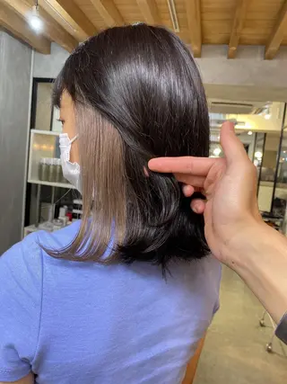 ミディアム カラー ヘアアレンジ 切りっぱなしボブ/ デザインカラー店長のヘアスタイル