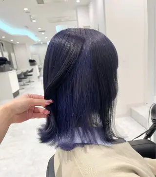 セミロング カラー ヘアアレンジ 🩵ダメージレス艶感 ハイトーン🩷のヘアスタイル