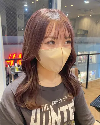 セミロング カラー 韓国ヘア顔周りカット 艶髪ベージュtamaのヘアスタイル