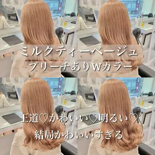 セミロング カラー 💖韓国×王道 ハイトーン💖のヘアスタイル