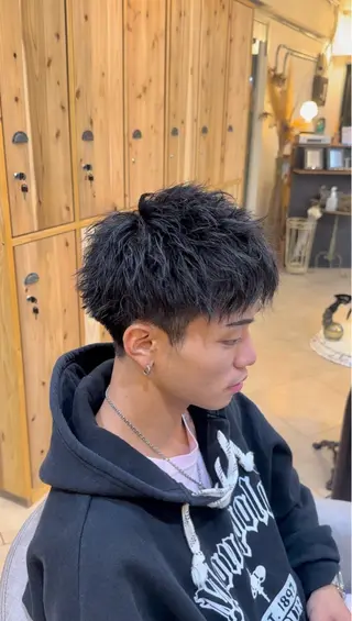 ショート パーマ メンズ スパイキー/ ピンパーマ/緑川雄也のヘアスタイル