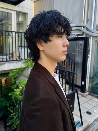 ミディアム パーマ メンズ 似合わせモテヘア Akari🦢🖤のヘアスタイル