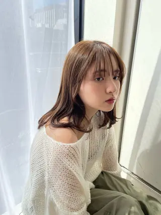 セミロング カラー 透明感カラー 🩰あさのヘアスタイル