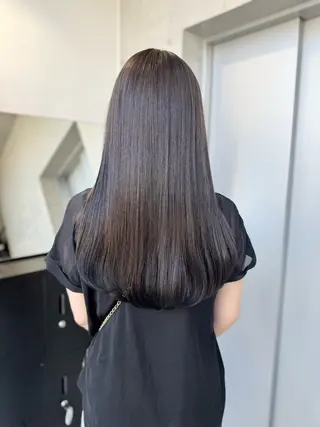ロング カラー パーマ ヘアアレンジ 透明感/オリーブ/ グレージュ/YUKAのヘアスタイル