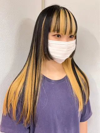 ロング カラー エクステ ハイトーン 💭黒崎ハルカのヘアスタイル