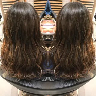 セミロング カラー 大久保 隆蔵のヘアスタイル