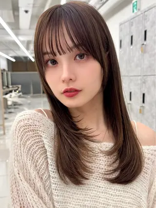 セミロング カラー レイヤー×透明感 🇰🇷鈴木啓太のヘアスタイル