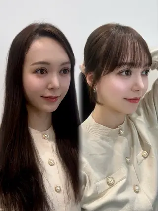 ロング 前髪顔周りレイヤー 韓国 SAYAKAのヘアスタイル
