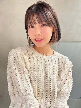 ショート カラー パーマ ヘアアレンジ ボブ特化/くびれボブ /艶カラー☘️喜美花のヘアスタイル