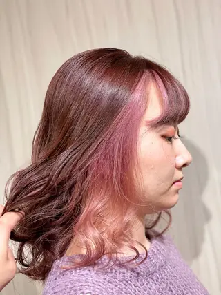 セミロング カラー ヘアアレンジ ⭐️柏木皇気ブリーチ ムラ修正/他店直しのヘアスタイル